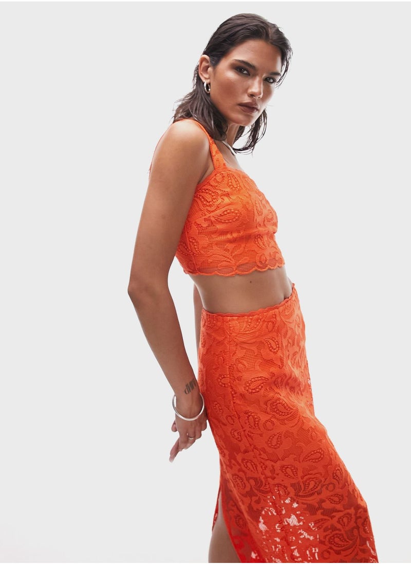 TOPSHOP Broidered Square Neck Crop Top  - Image 3