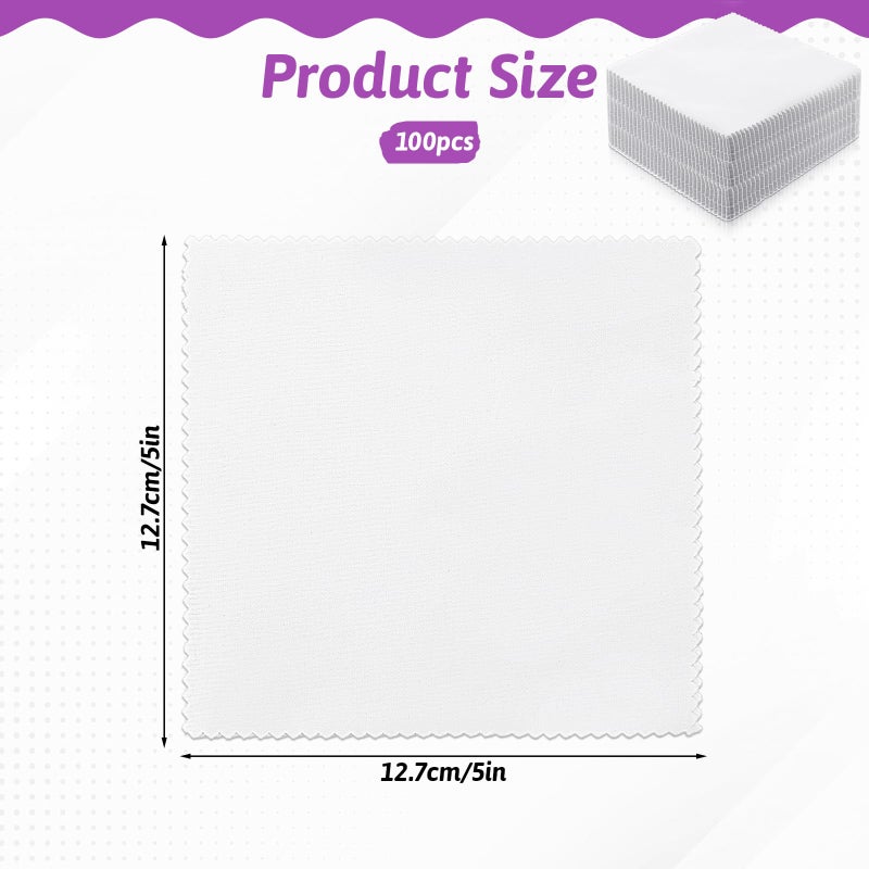 Exclaith 100 Pack 5-inch Cotton Fabric Squares, 5â€³ Precut Cotton Fabric Squares, Solids White Charm Pack, White - Image 2