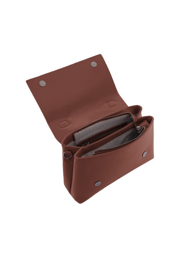 فوسكا شنطة Foska نسائية جلد كروس وكتف مع وشاح أنيق – شنطة يد بمقبض علوي لون بني - Image 5