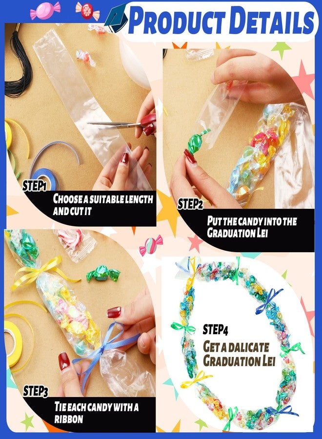Glenmal Graduation Candy Lei Making Kit Plastic Lei Bags for Party Include 2 Inch x 110 yd Poly Tubing 3 Rolls Ribbon Graduation Bags Crafts for Party Supplies - Image 3