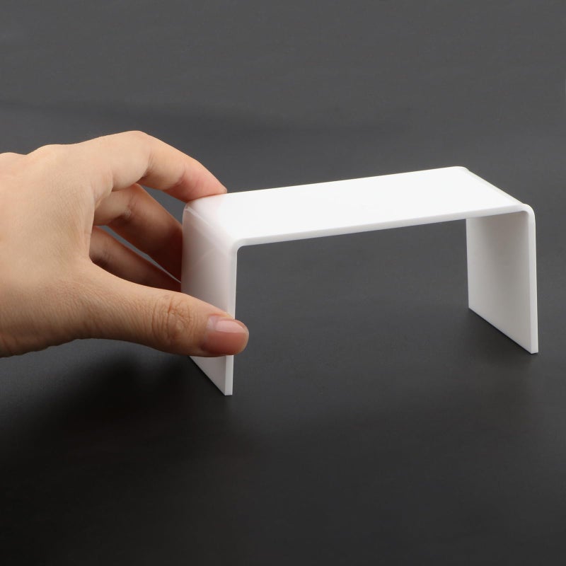 Cutemini Dollhouse Furniture End Table 112 Scale Miniature Acrylic Tea Coffee Table Modern Waterfall Minimalist Style Accessories Mini Rectangle Ornament Decor Life Scene White - Image 3