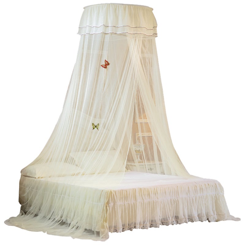 Universal Dome Bed Canopy Single Entrance Fine Mesh Bed Net Lace Curtain Princess Style Bedroom Decoration Easy Installation White - Image 1