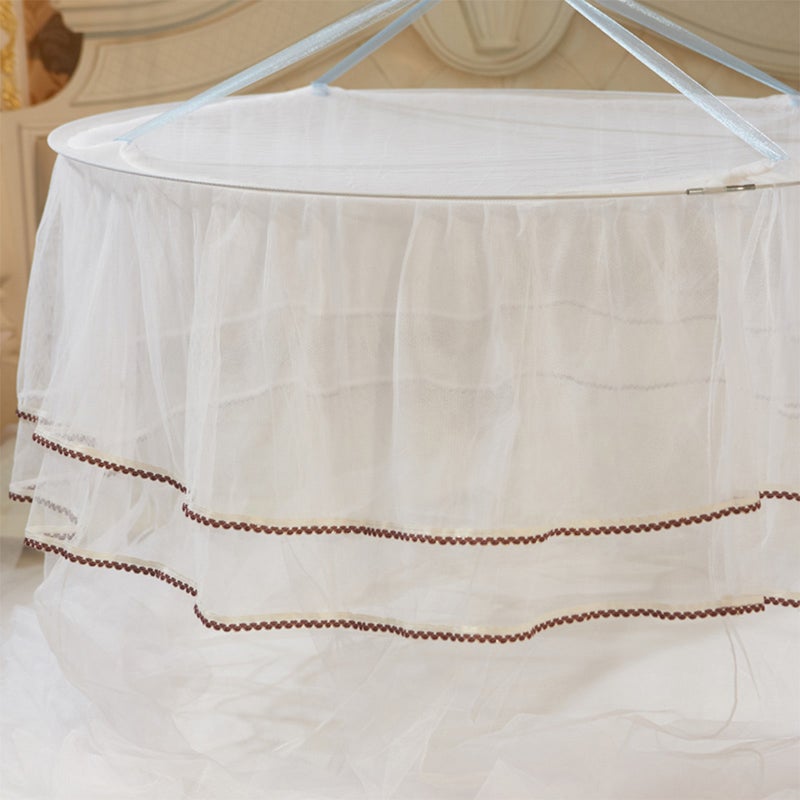 Universal Dome Bed Canopy Single Entrance Fine Mesh Bed Net Lace Curtain Princess Style Bedroom Decoration Easy Installation White - Image 4