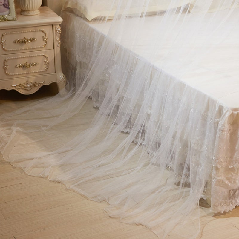 Universal Dome Bed Canopy Single Entrance Fine Mesh Bed Net Lace Curtain Princess Style Bedroom Decoration Easy Installation White - Image 2