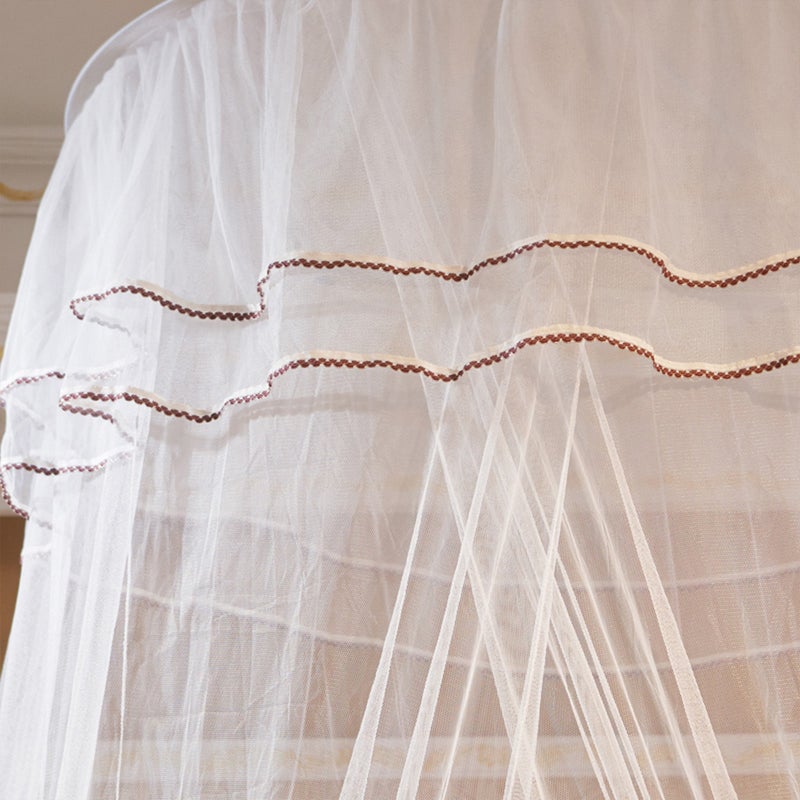 Universal Dome Bed Canopy Single Entrance Fine Mesh Bed Net Lace Curtain Princess Style Bedroom Decoration Easy Installation White - Image 3