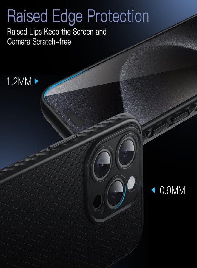 جي تيك جراب JETech Grip لهاتف iPhone 15 Pro Max مقاس 6.7 بوصة، غطاء حماية نحيف من مادة TPU الناعمة مع عدسة كاميرا، حماية كاملة، مقاوم للصدمات (أسود تيتانيوم) - Image 5