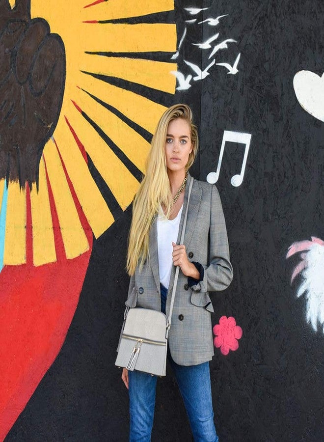 SG SUGU حقيبة كروسبودي متوسطة الحجم وخفيفة الوزن من إس جي سوجو، مزودة بشرابة | جيب بسحاب | حزام قابل للتعديل - Image 2