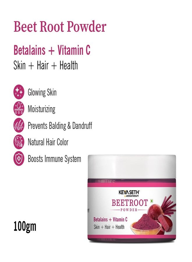 KEYA SETH AROMATHERAPY, DEVICE OF DROP KEYA SETH AROMATHERAPY Beetroot Powder with Betalains & Vitamin C for Glowing Skin, Moisturizing, Anti-Aging, Hair Color & Immunity Boost 100gm - Image 2