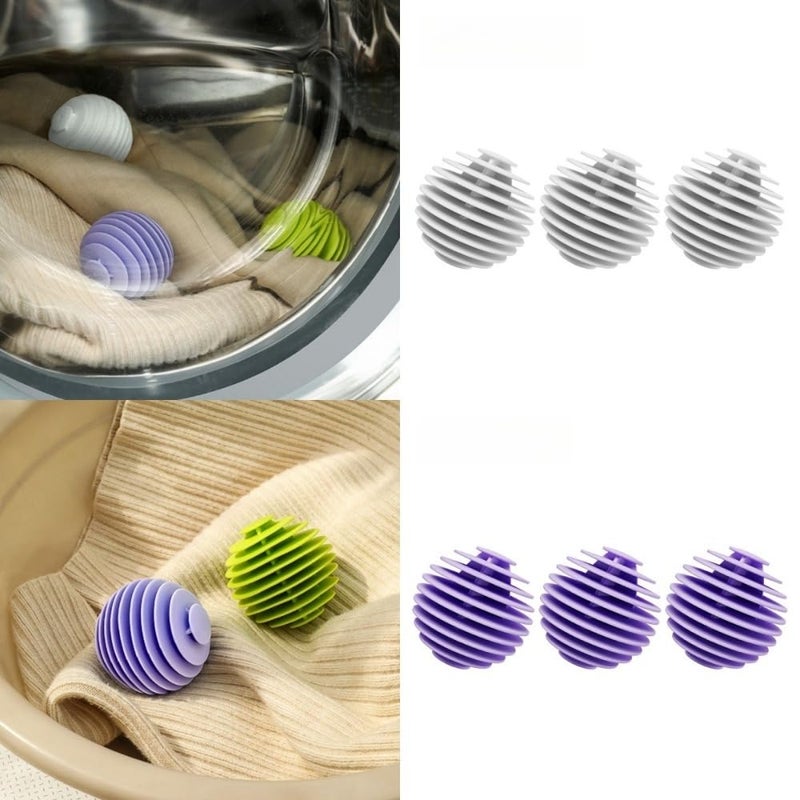 gifthub 6pcs Laundry Ball, Silicone Wash Ball for Washing Machine, Lint Remover Dryer Balls, Soft Pet Fur Catcher Balls for Laundry, Reusable Home Gadgets(White/Purple) - Image 2