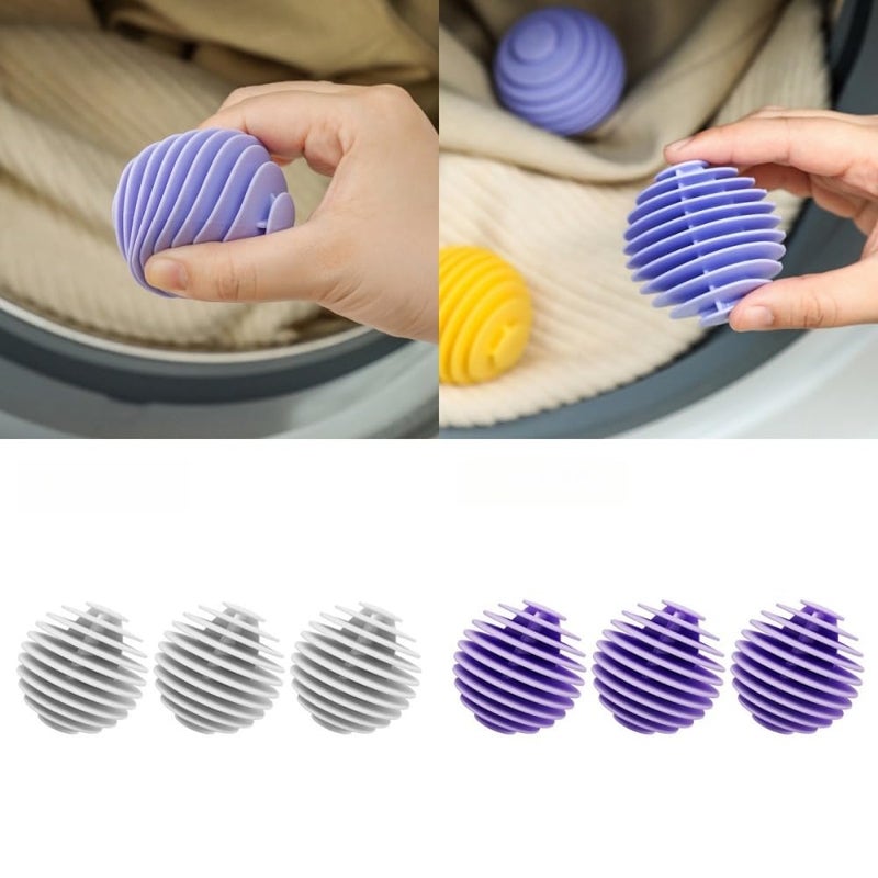 gifthub 6pcs Laundry Ball, Silicone Wash Ball for Washing Machine, Lint Remover Dryer Balls, Soft Pet Fur Catcher Balls for Laundry, Reusable Home Gadgets(White/Purple) - Image 4