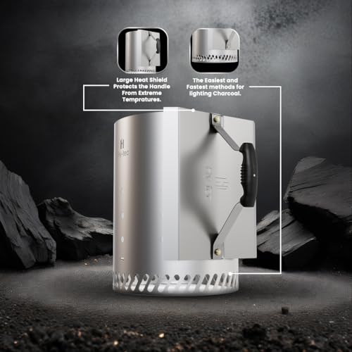 H Hy-Tec (Device) Hybb - Rapid Extra Large Charcoal Chimney Starter | The Fastest & Easiest Coal Starter For Bbq Chimney, Charcoal Grill, Briquettes Charcoal Starter - Built-In - Image 5