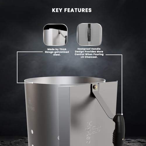 H Hy-Tec (Device) Hybb - Rapid Extra Large Charcoal Chimney Starter | The Fastest & Easiest Coal Starter For Bbq Chimney, Charcoal Grill, Briquettes Charcoal Starter - Built-In - Image 4