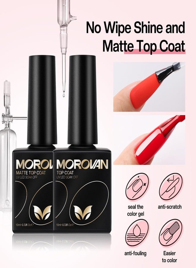 Morovan Gel Base Top Coat: 3PCS No Wipe Gel Shine Matte Top and Base Coat Set - Soak Off Nail Lamp Long Lasting Top Coat Nail Polish and Gel Base Coat for Women Salon DIY - Image 3
