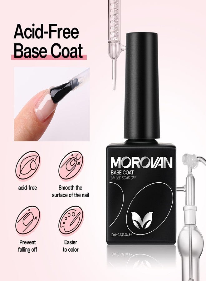 Morovan Gel Base Top Coat: 3PCS No Wipe Gel Shine Matte Top and Base Coat Set - Soak Off Nail Lamp Long Lasting Top Coat Nail Polish and Gel Base Coat for Women Salon DIY - Image 2