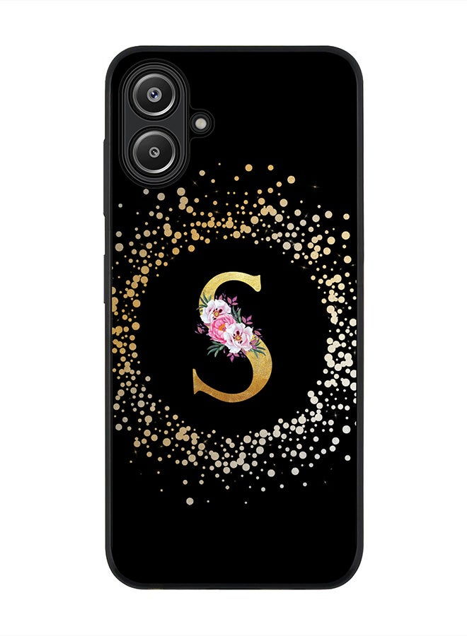 Stylizedd For Samsung Galaxy A06 Case,Slim fit Camera Protection, Shockproof Thin Phone cover - Custom Monogram Floral - S ( Black ) - Image 1