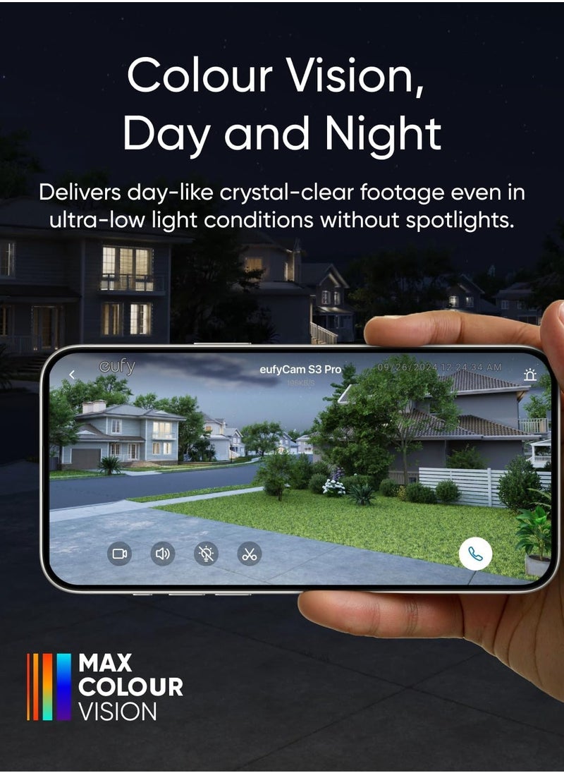 eufy - eufy Security eufyCam S3 Pro Add-on Solar Security Camera Outdoor Wireless, Colour Night Vision, 4K Resolution, Forever Power 2.0, Face Recognition AI, Expandable Local Storage, No Monthly Fee - Image 1