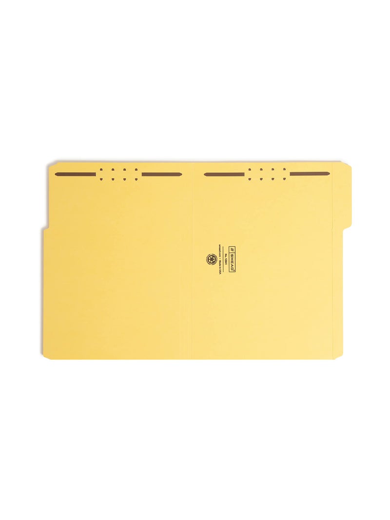 Smead 100% Recycled Fastener File Folder, 2 Fasteners, Reinforced 1/3-Cut Tab, Letter Size, Yellow, 50 per Box (12941) - Image 2