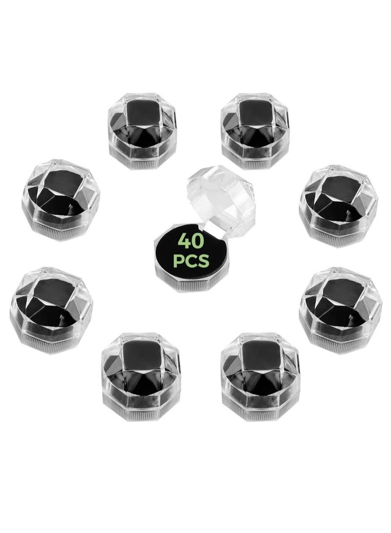 Ring Boxes Earrings Studs Jewelry Storage Boxes Clear Plastic Rings Storage Case with Black Sturdy Foam Base for Wedding Ceremony Engagement Birthday Gifts Proposal Anniversary 40 PCS - Image 1