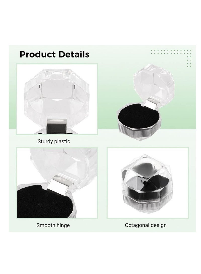 Ring Boxes Earrings Studs Jewelry Storage Boxes Clear Plastic Rings Storage Case with Black Sturdy Foam Base for Wedding Ceremony Engagement Birthday Gifts Proposal Anniversary 40 PCS - Image 4