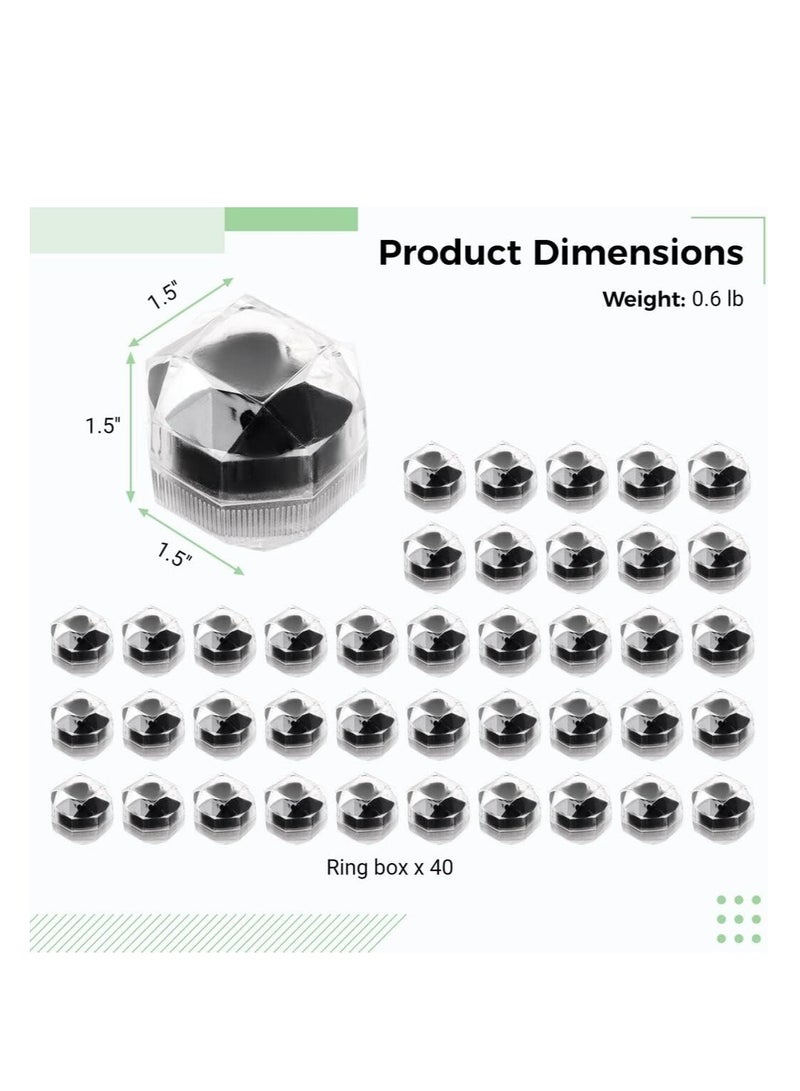 Ring Boxes Earrings Studs Jewelry Storage Boxes Clear Plastic Rings Storage Case with Black Sturdy Foam Base for Wedding Ceremony Engagement Birthday Gifts Proposal Anniversary 40 PCS - Image 5