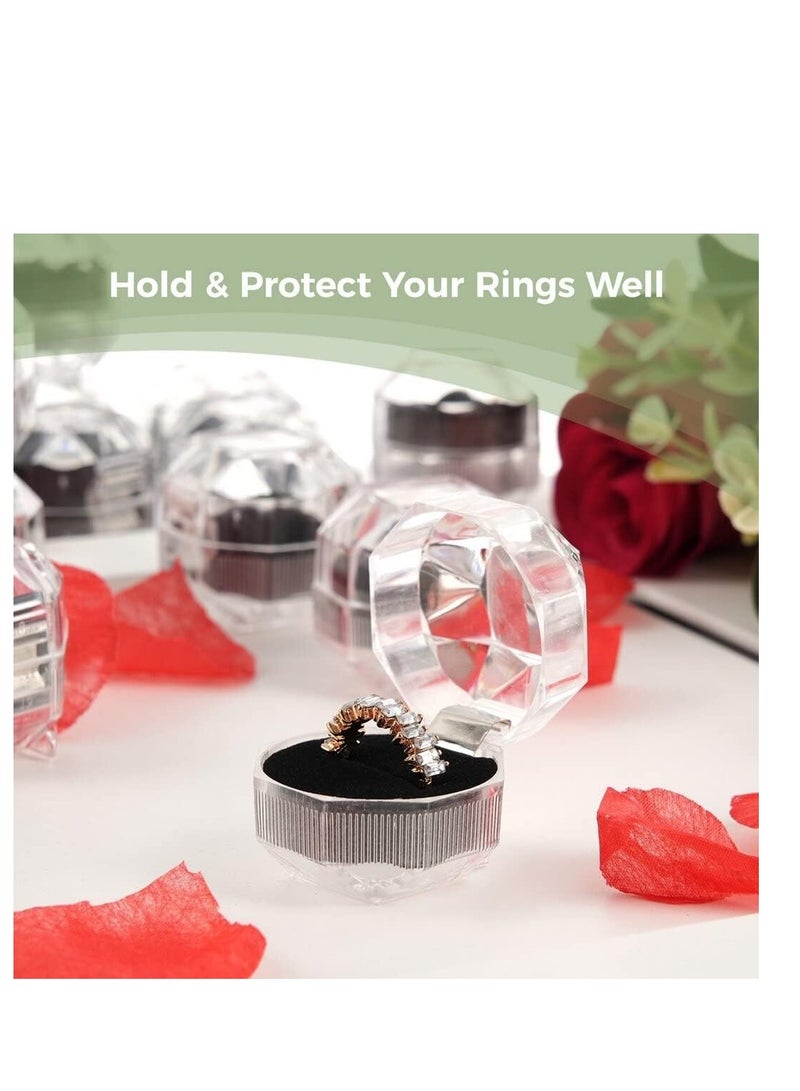Ring Boxes Earrings Studs Jewelry Storage Boxes Clear Plastic Rings Storage Case with Black Sturdy Foam Base for Wedding Ceremony Engagement Birthday Gifts Proposal Anniversary 40 PCS - Image 2