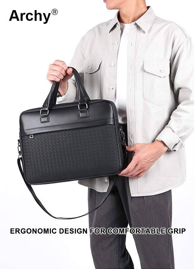 Archy Men's Woven Business Briefcase - Lightweight Laptop Bag with Removable Strap, Water-Resistant Office Bag for Work & Travel  - Image 2