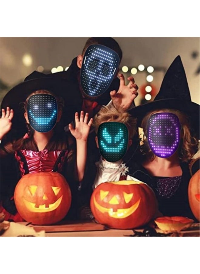 Led Mask with Gesture Sensing, LED Lighted Face Transforming Mask for Costume Cosplay Party Masquerade with 50 Preset Patterns