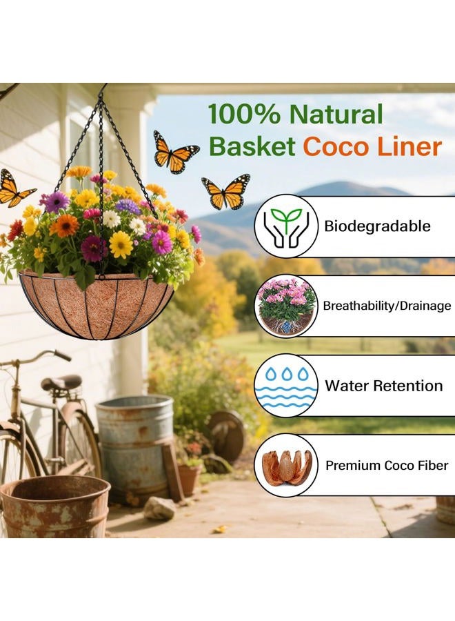 Halatool Round Coco Liners Hanging Basket 100% Natural Replacement Coconut Fiber Liner for Garden Flower Pot, Vegetables Herbs Pot (2, 14inch) - Image 3