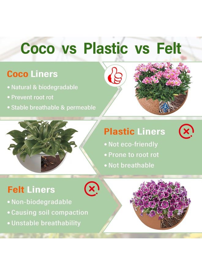 Halatool Round Coco Liners Hanging Basket 100% Natural Replacement Coconut Fiber Liner for Garden Flower Pot, Vegetables Herbs Pot (2, 14inch) - Image 4