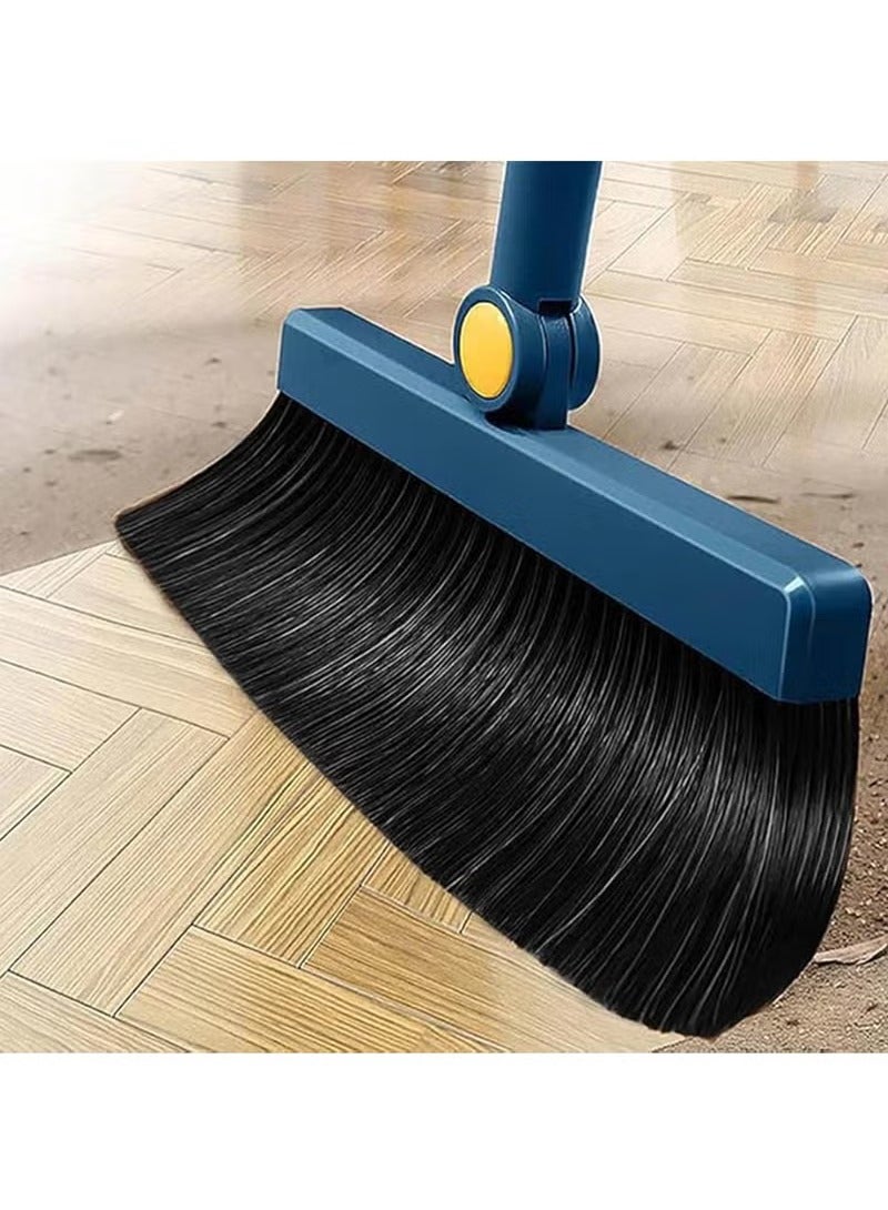 عربست طقم مكنسة ومجرفة منزلية، طقم مكنسة ومكنسة بمقبض طويل، مكنسة ومجروفة منزلية ناعمة، مكنسة ومجروفة بلاستيكية من الفولاذ المقاوم للصدأ ذات أسنان طويلة، طقم مكنسة ومجروفة قائمة للمنزل (أخضر) - Image 3