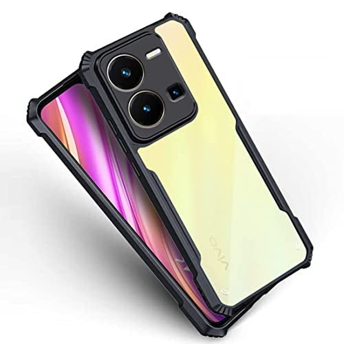 REALCASE Vivo Y35 Back Cover Case | Shock Proof Bumper Crystal Clear | 360 Degree Protection TPU+PC | Camera Protection | Acrylic Transparent Back Cover Case for Vivo Y35 (Black) - Image 3