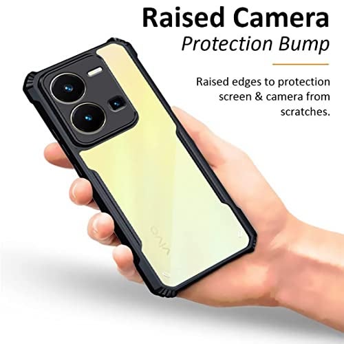 REALCASE Vivo Y35 Back Cover Case | Shock Proof Bumper Crystal Clear | 360 Degree Protection TPU+PC | Camera Protection | Acrylic Transparent Back Cover Case for Vivo Y35 (Black) - Image 4