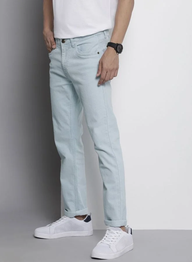 The Indian Garage Co Men Slim Straight Fit Solid Mid-Rise Stretchable Jeans