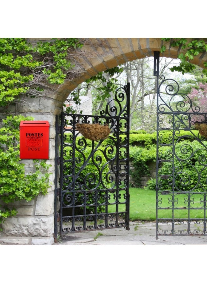 Mailbox Metal Large Capacity, Vintage Post Box withand Cover, Wall Mount Steel Mail Box for Garden Outside Coffee Shop Rustic Farmhouse(Color:Red) - Image 5