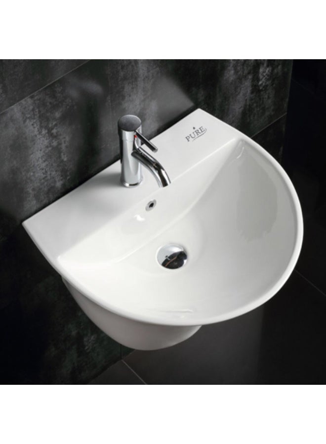 بيور PURE - معلق على الحائط - حوض غسيل للحمام - أبيض لامع - Image 1