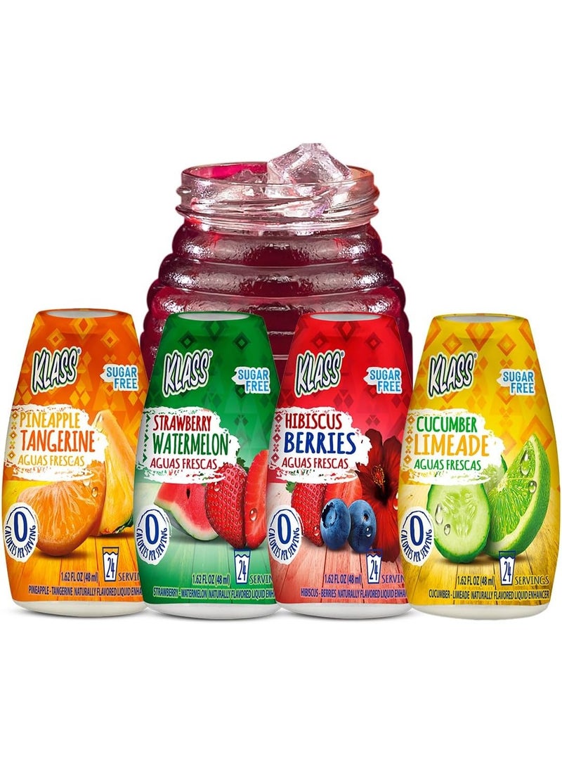 Klass Aguas Frescas Water Enhancers Variety Pack 1.62 ounces (Pack of 4, Makes 24 servings each))