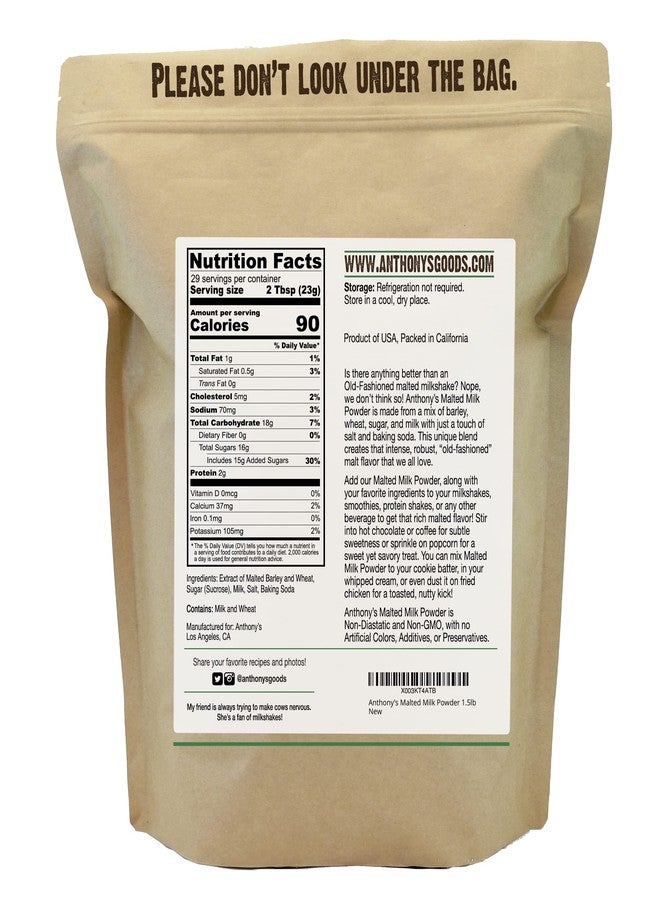Anthony's Malted Milk Powder 1.5lb, For Ice Cream, Milk Shakes, and Baking, Non GMO, Made in USA - Image 2