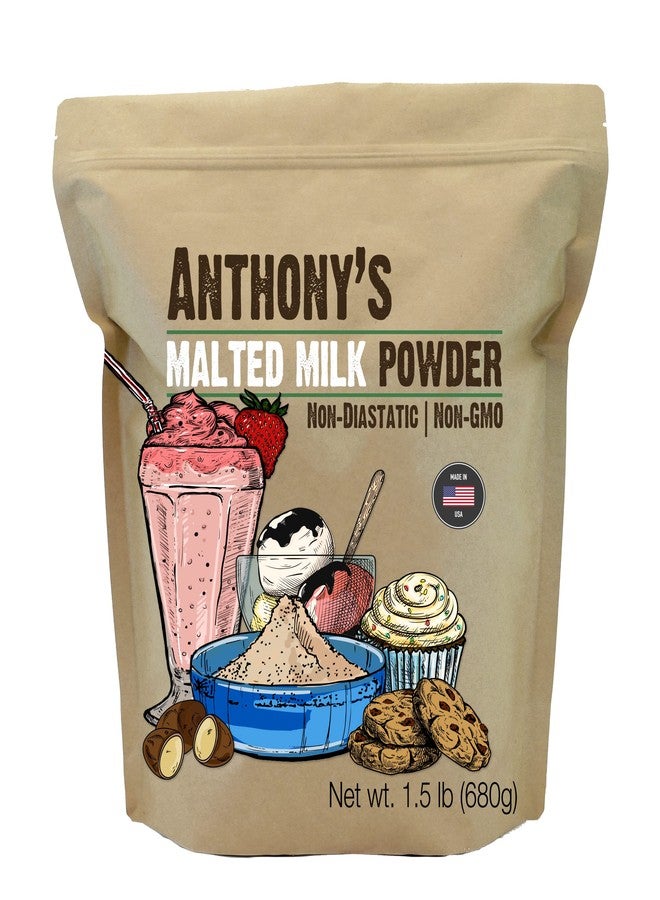 Anthony's Malted Milk Powder 1.5lb, For Ice Cream, Milk Shakes, and Baking, Non GMO, Made in USA - Image 1