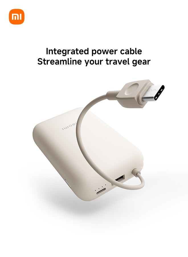 Xiaomi 10000 mAh Power Bank Integrated Cable USB and USB-C Port 22.5W BHR9072GL - Tan - Image 4