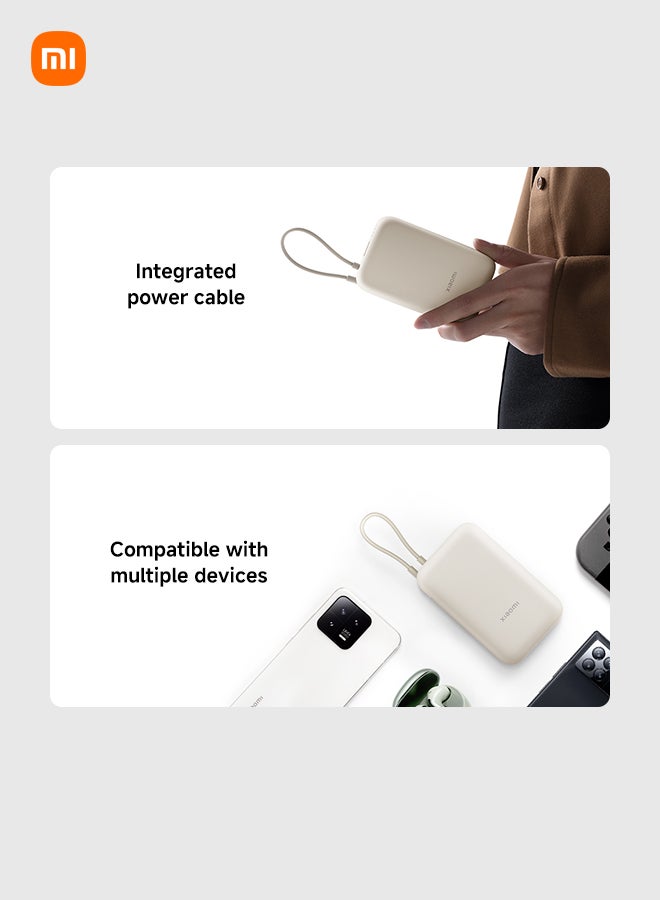 Xiaomi 10000 mAh Power Bank Integrated Cable USB and USB-C Port 22.5W BHR9072GL - Tan - Image 2