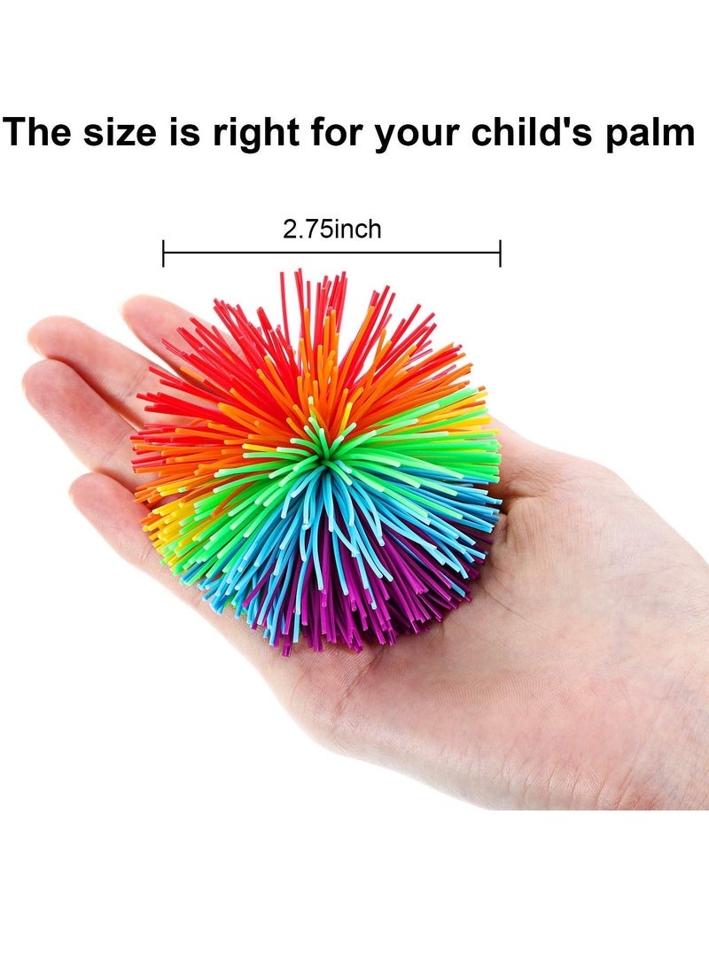 XiuWoo 12 Pcs Monkey Stringy Balls Sensory Fidget Soft Rainbow Pom Bouncy Stress Colour Random - Image 5
