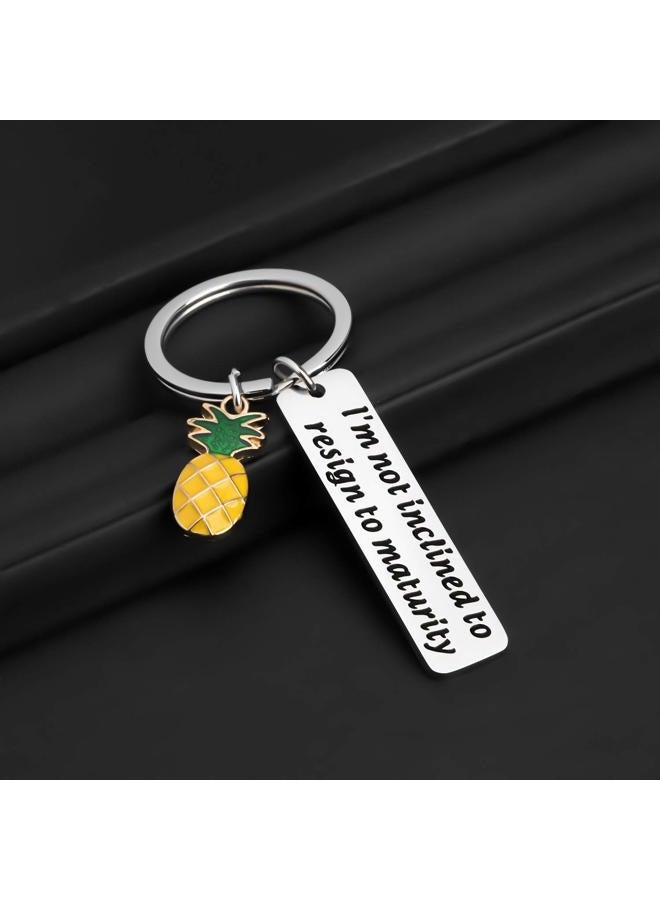 FAADBUK Pineapple Inspired Keychain TV Show Gift I'm Not Inclined To Resign To Maturity Song Lyrics, Silver, S, Not Inclined to Resign - Image 4