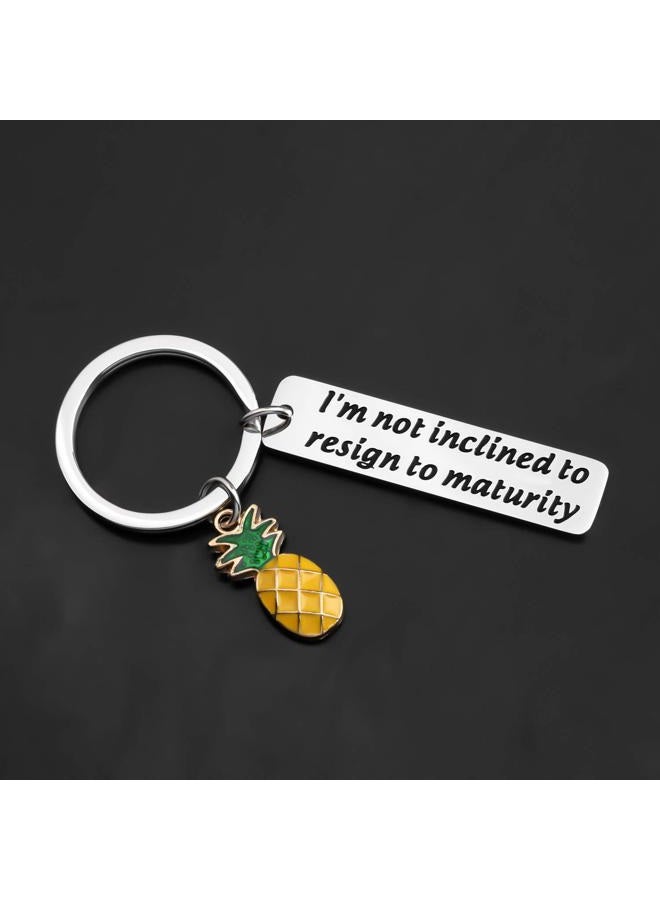 FAADBUK Pineapple Inspired Keychain TV Show Gift I'm Not Inclined To Resign To Maturity Song Lyrics, Silver, S, Not Inclined to Resign - Image 3