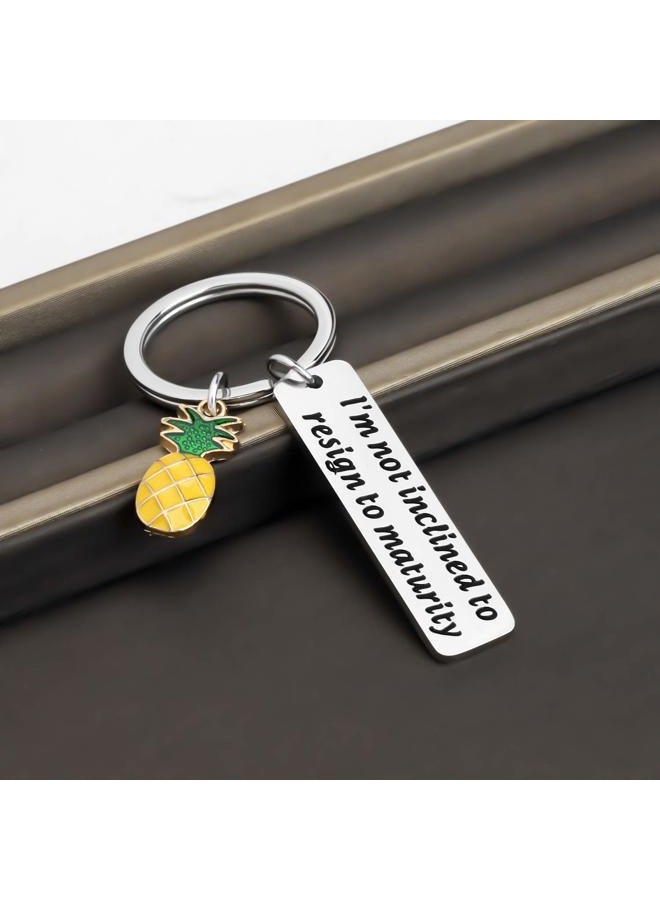 FAADBUK Pineapple Inspired Keychain TV Show Gift I'm Not Inclined To Resign To Maturity Song Lyrics, Silver, S, Not Inclined to Resign - Image 5