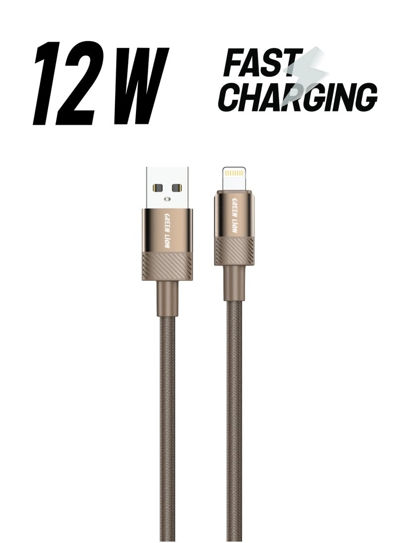 GREEN LION - Desert Spark Cable USB-A to Lightning 1M 12W / Charge & Sync / Secure & Safe / Wide Compatible / 480Mbps Data Transfer / Quick Charge - Desert Titanium - Image 1