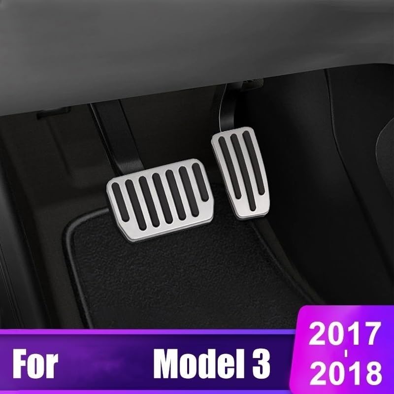 Wivplex Aluminum Alloy Car Foot Pedal Cover Set for Tesla Model 3