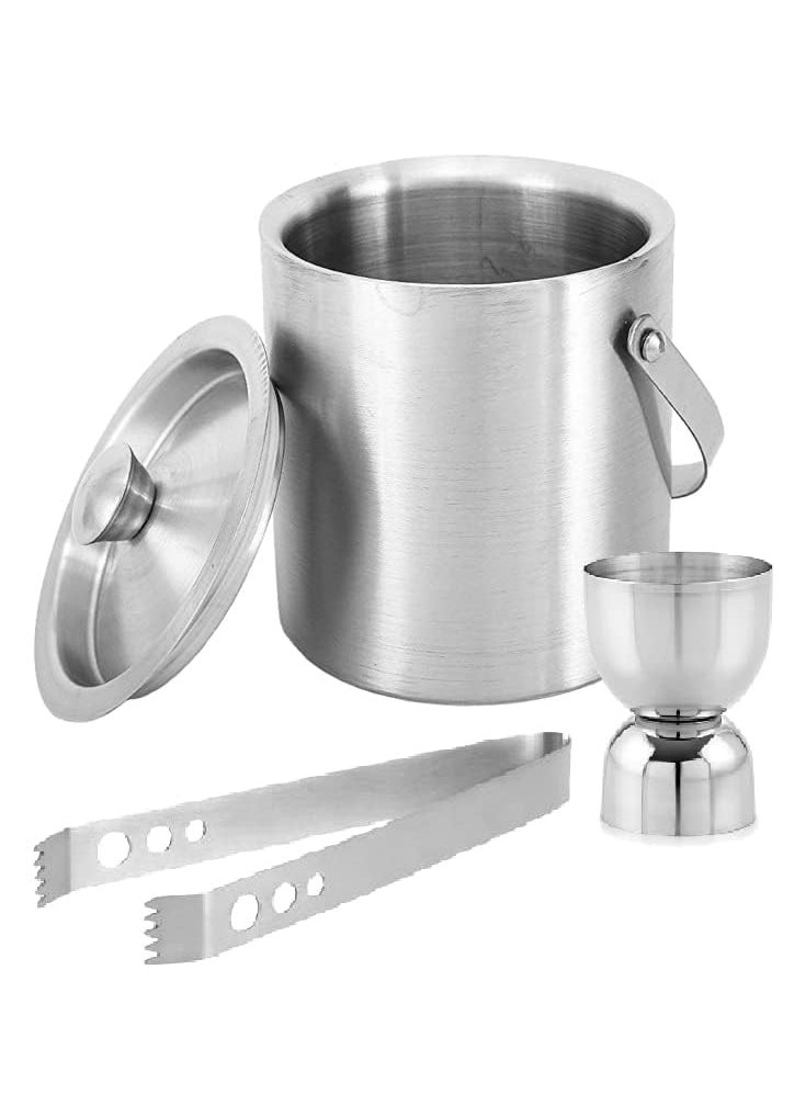 FINALITY finality Stainless Steel Double Walled Insulated Ice Bucket with Lid with Tong and U Peg Measure 1 Liter  - Image 1