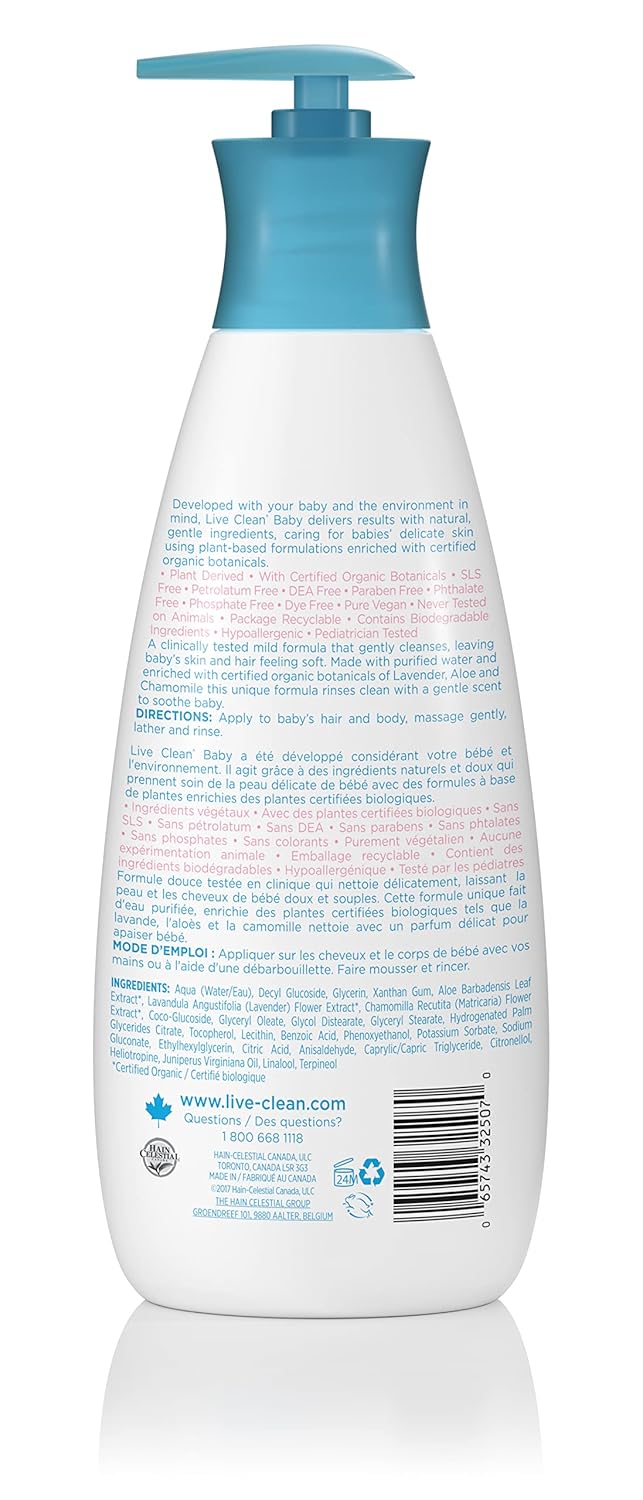 Live Clean Baby TEARLESS SHAMPOO WASH Organic Eco Friendly 750 ml 25 fl oz - Image 2