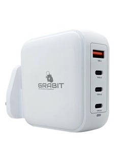 GRABIT Wall Charger 100W GaN Charger Fast & Multi-Device Charging Charge multiple devices with 100W PD, three USB-C, and one USB-A port. GaN technology ensures efficient, compact, and travel-friendly charging. Compatible with iPhone, Samsung, OnePlus, Xiaomi, Huawei, Google Pixel, iPads, MacBooks, and more. Ideal for home, office, and travel.  - Image 1