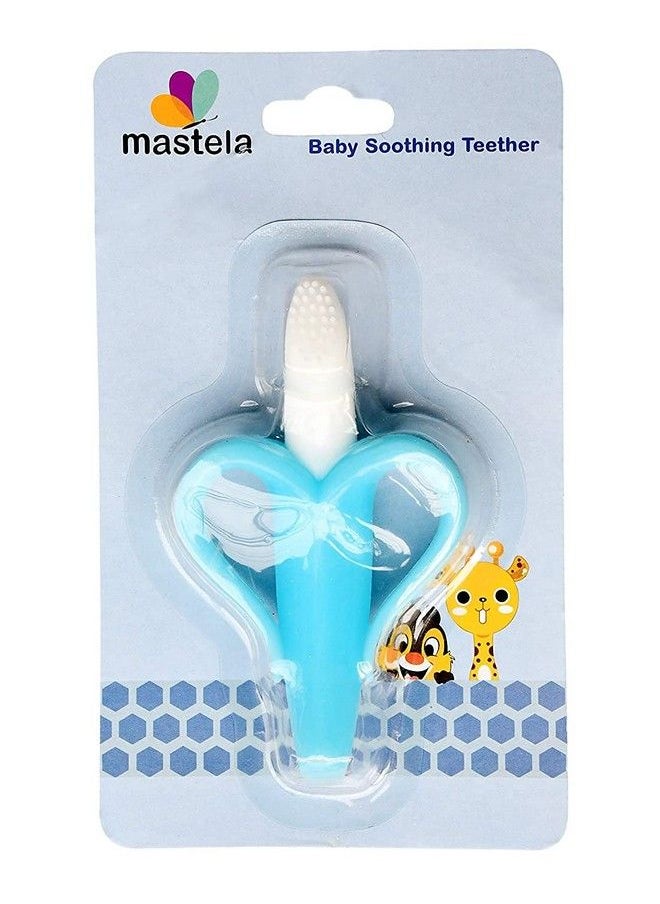 The Little Lookers - Single Silicone Banana Shaped Baby Teething Toothbrush;Teether For Babies;Toddlers;Infants;Children (Blue Pack Of 1) - Image 1